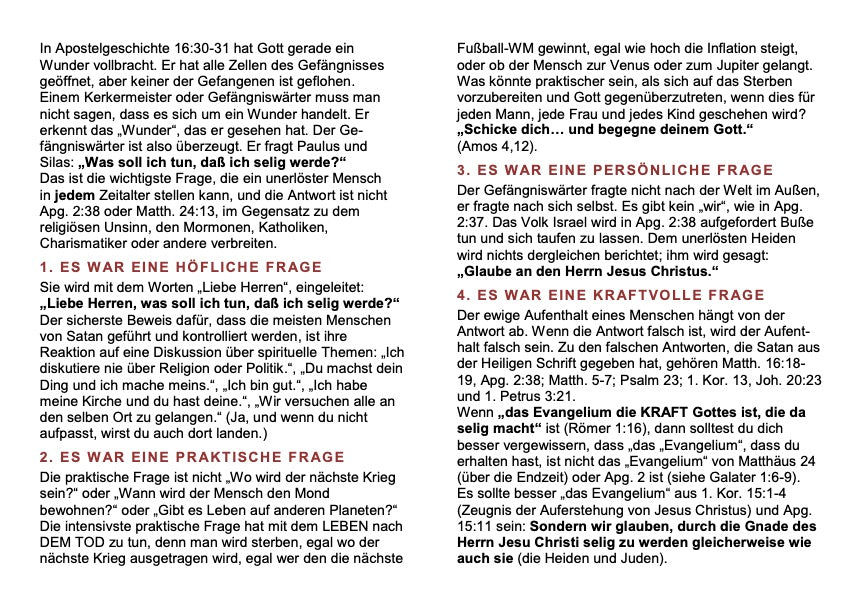 Traktat – Die wichtigste Frage