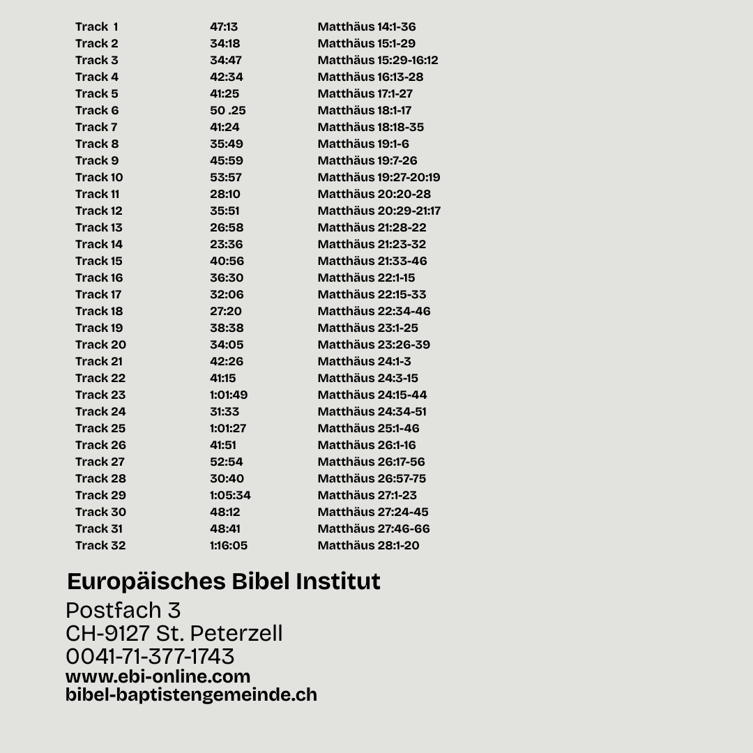 Matthäus Evangelium, Teil 2